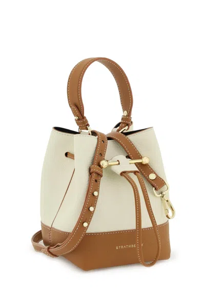 Shop Strathberry Mixed Colors Leather Bucket Handbag With Adjustable Strap In Multicolor