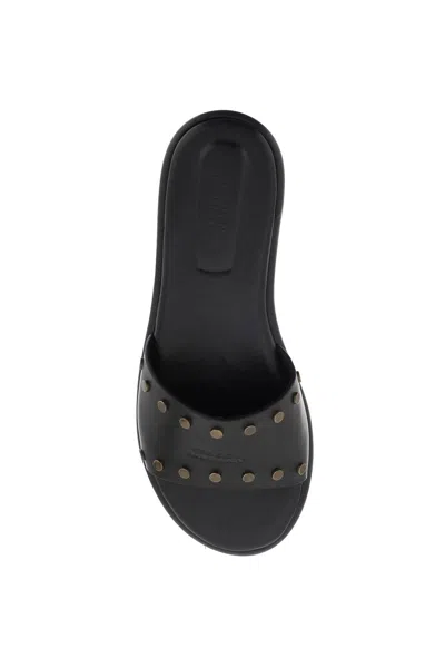 Shop Isabel Marant Studded Leather Slide Sandals For Women By  In Black
