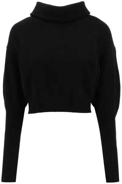Shop Alexander Mcqueen Stylish Black Zip-up Wool Turtleneck For Women From