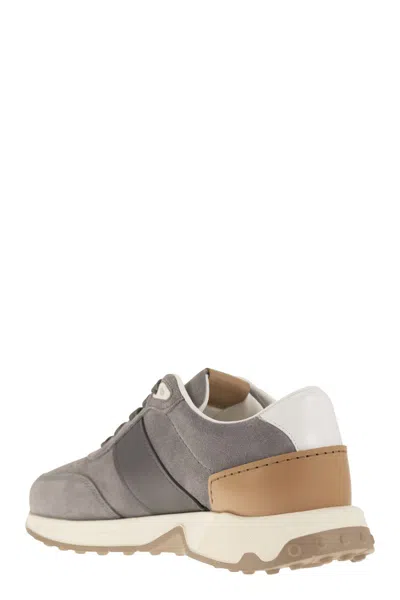 Shop Tod's Men's Grey Suede And Leather Sneakers