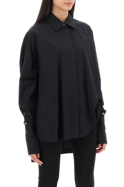 Shop Attico Black Shirt With Monogram Snap Buttons For Women