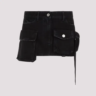 Shop Attico Black Cotton Mini Skirt For Women