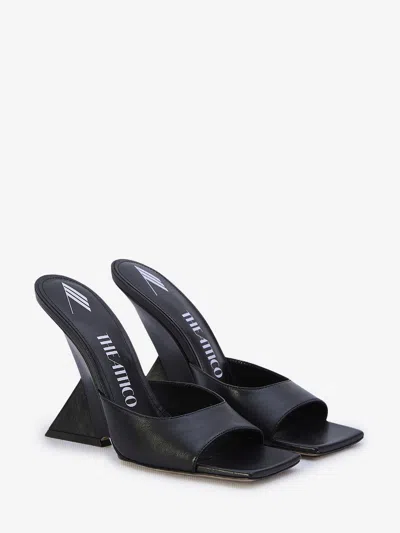 Shop Attico Black Lambskin Wedge Sandals For Women With Open Toe And Pyramid Heel In Ss24 Season