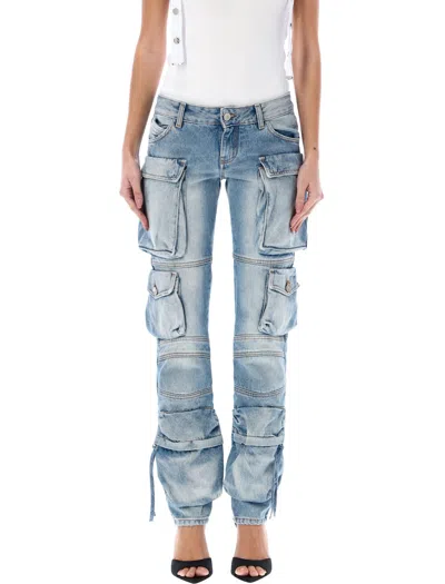 Shop Attico Cargo Jeans In Aqua