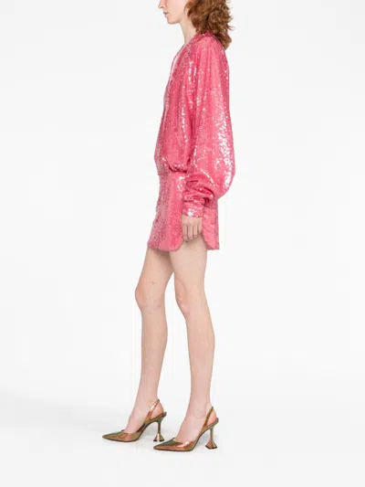 Shop Attico Coral Pink Sequin Minidress