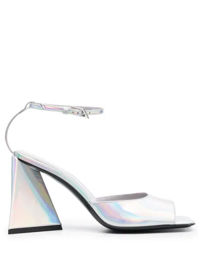 Shop Attico Women's Holographic Heel Sandals From The  In Grey
