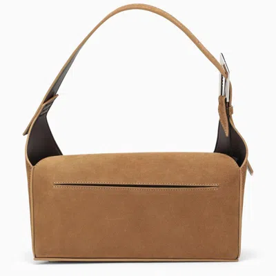 Shop Attico Geometric Shoulder Handbag In Light Chocolate Suede For Women In Brown