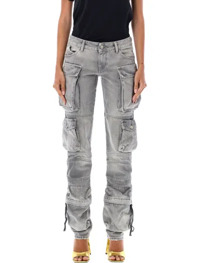 Shop Attico Grey Slim Cargo Jeans For Women