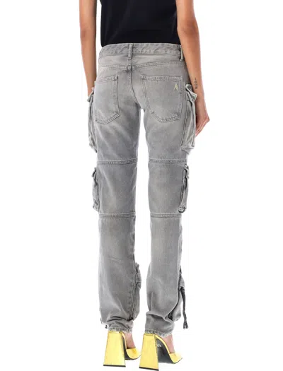 Shop Attico Grey Slim Cargo Jeans For Women
