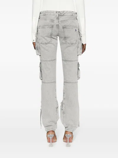 Shop Attico Light Grey Denim Cargo Jeans For Women