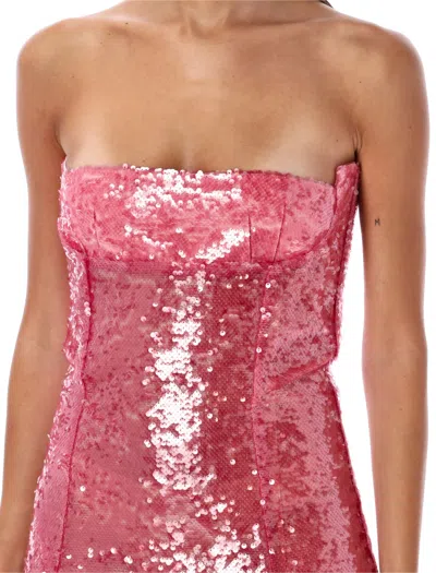 Shop Attico Light Pink Sequin Bistier Midi Dress