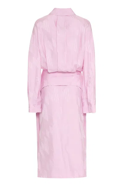Shop Attico Pink Viscose Shirt Dress For Women