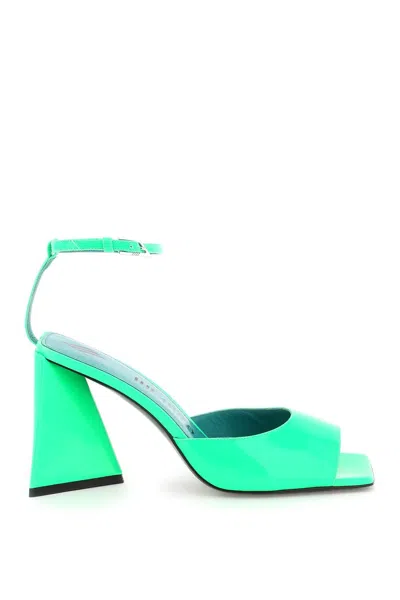 Attico Fluorescent Pink Slingback With Pyramid Heel And Square Toe In Green