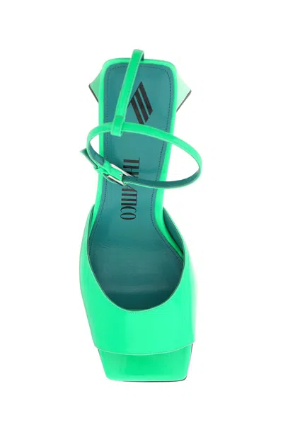 ATTICO FLUORESCENT PINK SLINGBACK WITH PYRAMID HEEL AND SQUARE TOE 