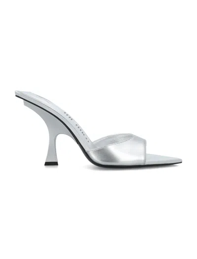 Shop Attico Sleek And Sophisticated: Metallic Silver Pointed Toe Pumps For Women In Grey