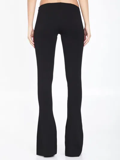 Shop Attico Women's Black Long Pants With Metal Logo Buckle And Side Zip Closure