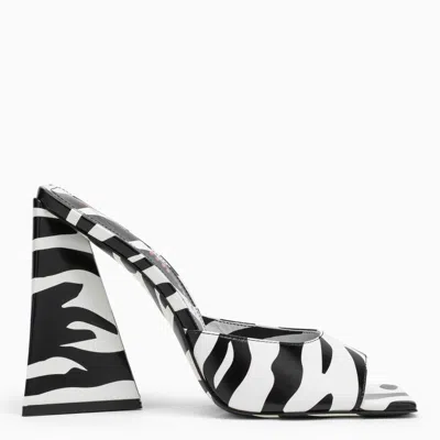 Shop Attico Zebra-printed Leather Flat With Iconic Pyramid Heel In Multicolor