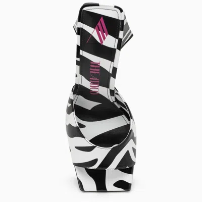 Shop Attico Zebra-printed Leather Flat With Iconic Pyramid Heel In Multicolor