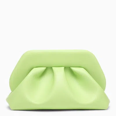 Shop Themoirè Foliage-coloured Vegan Leather Clutch For Women With Decorative Ruffles In Green