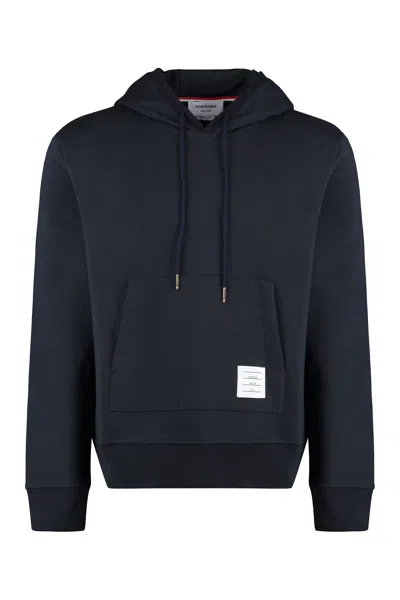 Shop Thom Browne Blue Embroidered Logo Hoodie For Men