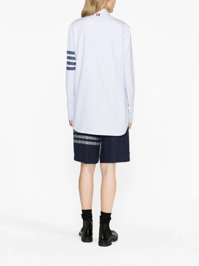 Shop Thom Browne Striped Oxford Shirt With Pointed Collar In Multicolor