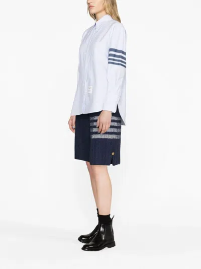 Shop Thom Browne Striped Oxford Shirt With Pointed Collar In Multicolor