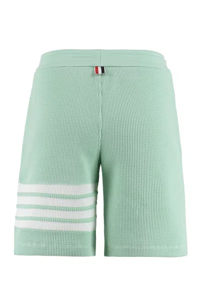 Shop Thom Browne Green 4-bar Waffle T-shirt Shorts In Pure Cotton For Women