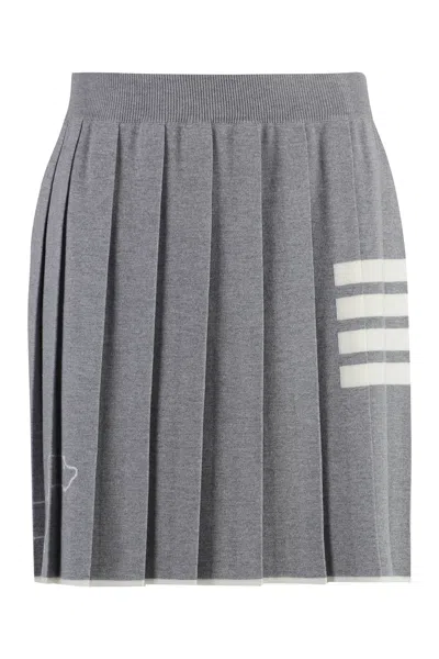 Shop Thom Browne Gray Tri-color Detail Pleated Mini Skirt For Women In Grey