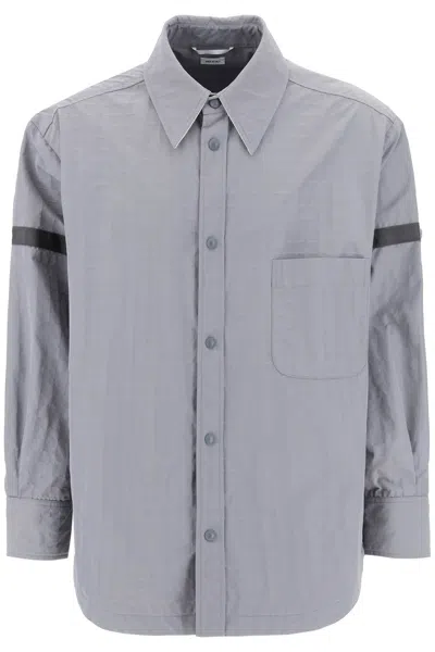 Shop Thom Browne Grey Nylon Ripstop Overshirt For Men