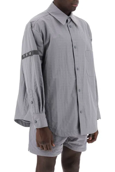 Shop Thom Browne Grey Nylon Ripstop Overshirt For Men