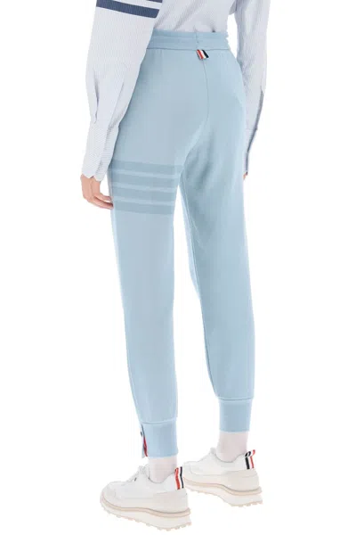 Shop Thom Browne Light Blue 4-bar Joggers In Cotton Knit For Women
