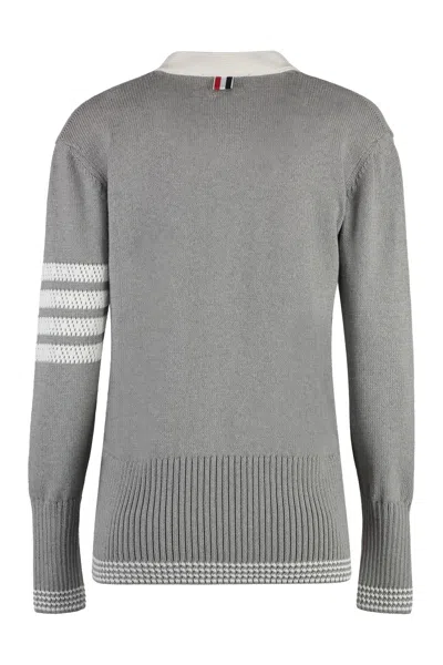 Shop Thom Browne Light Grey Cotton Cardigan For Women