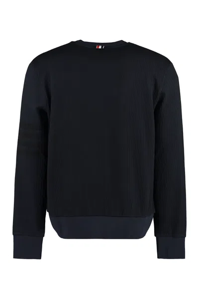 Shop Thom Browne Men's Cotton Crew-neck Sweatshirt For Ss23 In Blue
