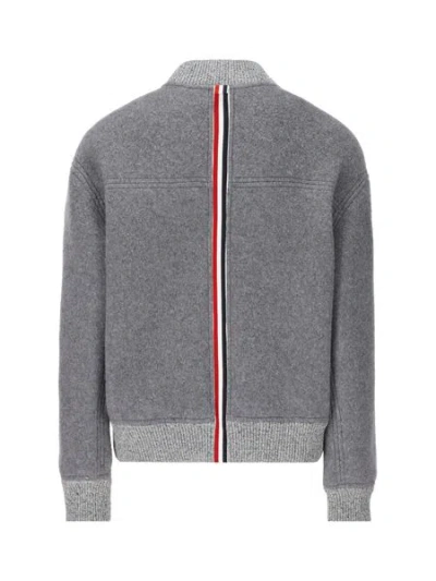 Shop Thom Browne Men's Gray Wool Bomber Jacket In Grey