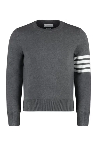 Shop Thom Browne Milan Stitch Crew Neck Pullover In Grey