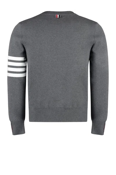 Shop Thom Browne Milan Stitch Crew Neck Pullover In Grey