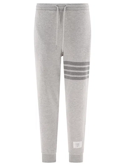 Shop Thom Browne Men's Grey Cotton Joggers With 4-bar Detail