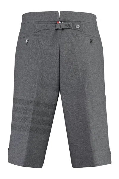 Shop Thom Browne Men's Grey Cotton Shorts With 4-bar Motif