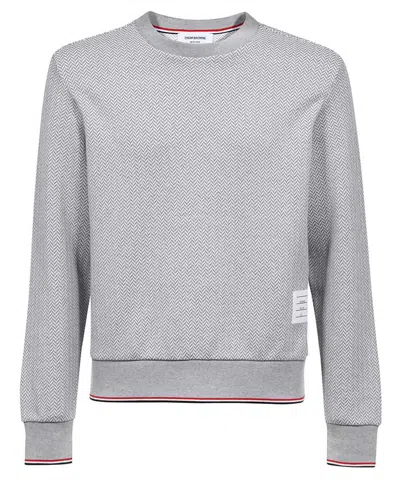 Shop Thom Browne Men's Grey Crew-neck Sweatshirt For Fw22