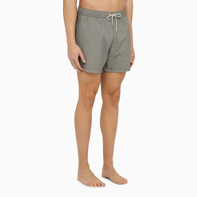 Shop Thom Browne Men's Grey Striped Swim Shorts For Ss24