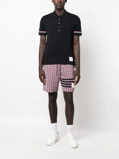 Shop Thom Browne Men's Navy Blue Short-sleeve Polo Shirt For Ss24