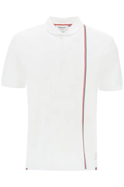 Shop Thom Browne Men's Tricolor Intarsia Polo Shirt In White