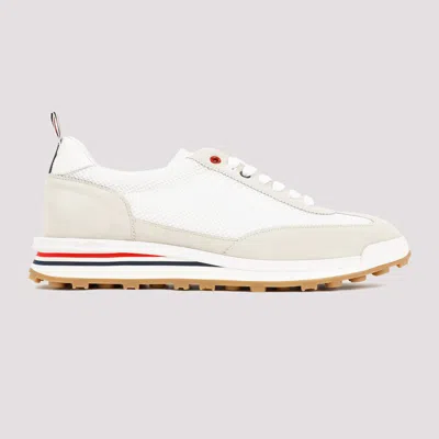 Shop Thom Browne Mesh And Suede Leather Sneaker In 9 In White