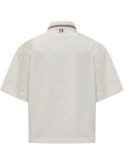 Shop Thom Browne Men's White Step Hem Rugby Shirt