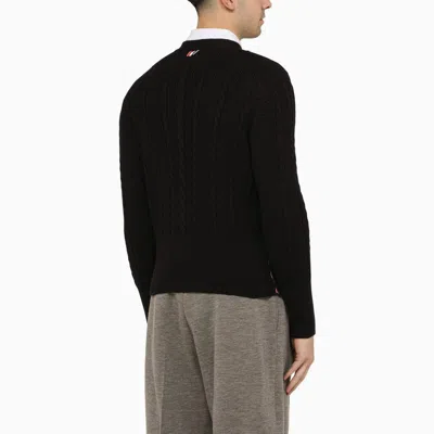 Shop Thom Browne Navy Blue V-neck Cardigan In 100% Virgin Wool For Men