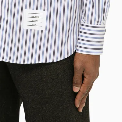 Shop Thom Browne Navy Blue/white Striped Poplin Shirt For Men