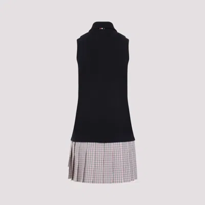 Shop Thom Browne Navy Mini Pleated Bottom Polo Dress For Women In Blue