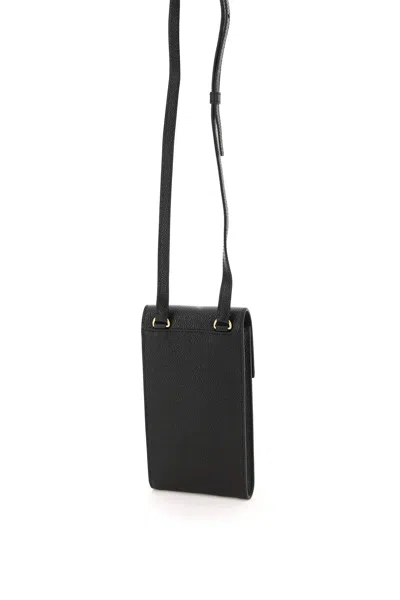 Shop Thom Browne Pebble Grain Leather Phone Holder With Strap For Men In Black