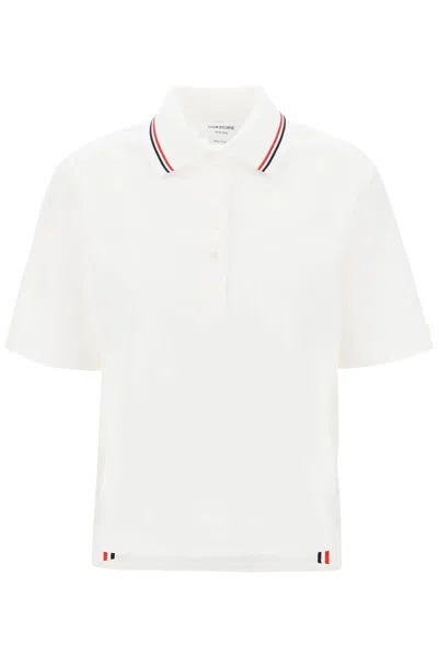 Shop Thom Browne Seersucker Polo Shirt For Women In White