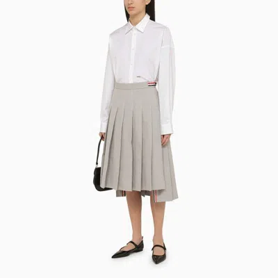 Shop Thom Browne Striped Cotton Midi Skirt For Women In Grey
